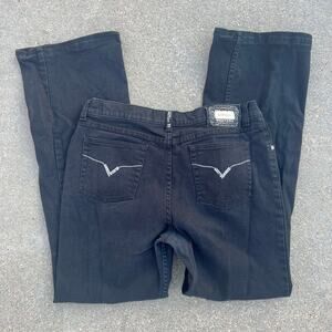 VTG 90s Y2K Lawman black boot cut western cowgirl jeans rhinestone belt loop 13